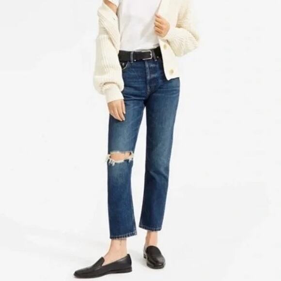 Everlane The 90s Cheeky Jean Straight Leg Ripped Knee NWT - Picture 1 of 11